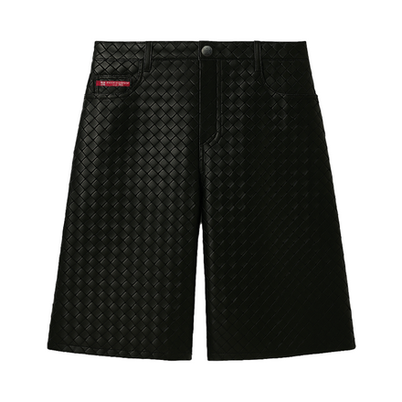 SEEKINGAMOR Woven Leather Shorts