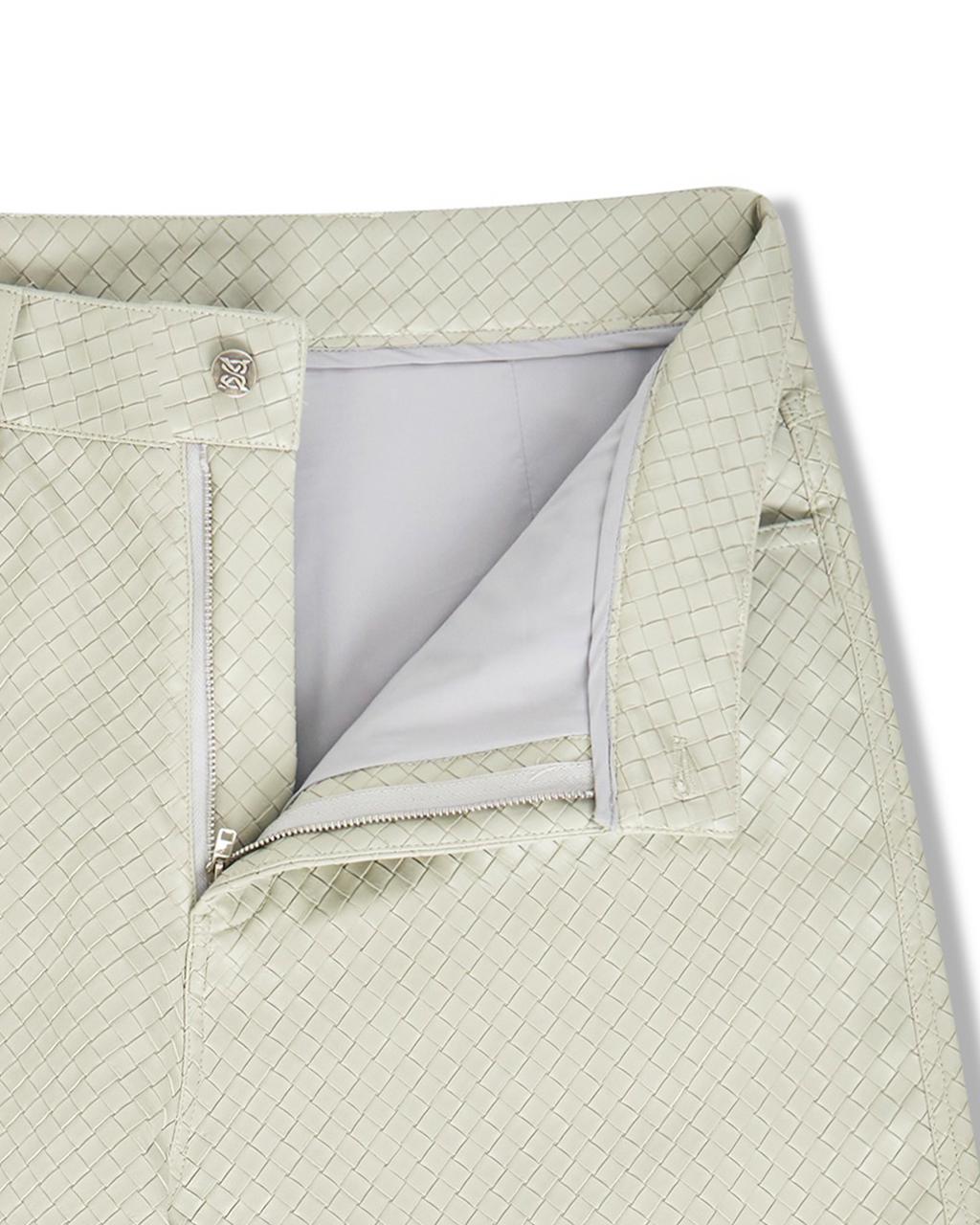 "Pearl Grey" Woven Leather Pants