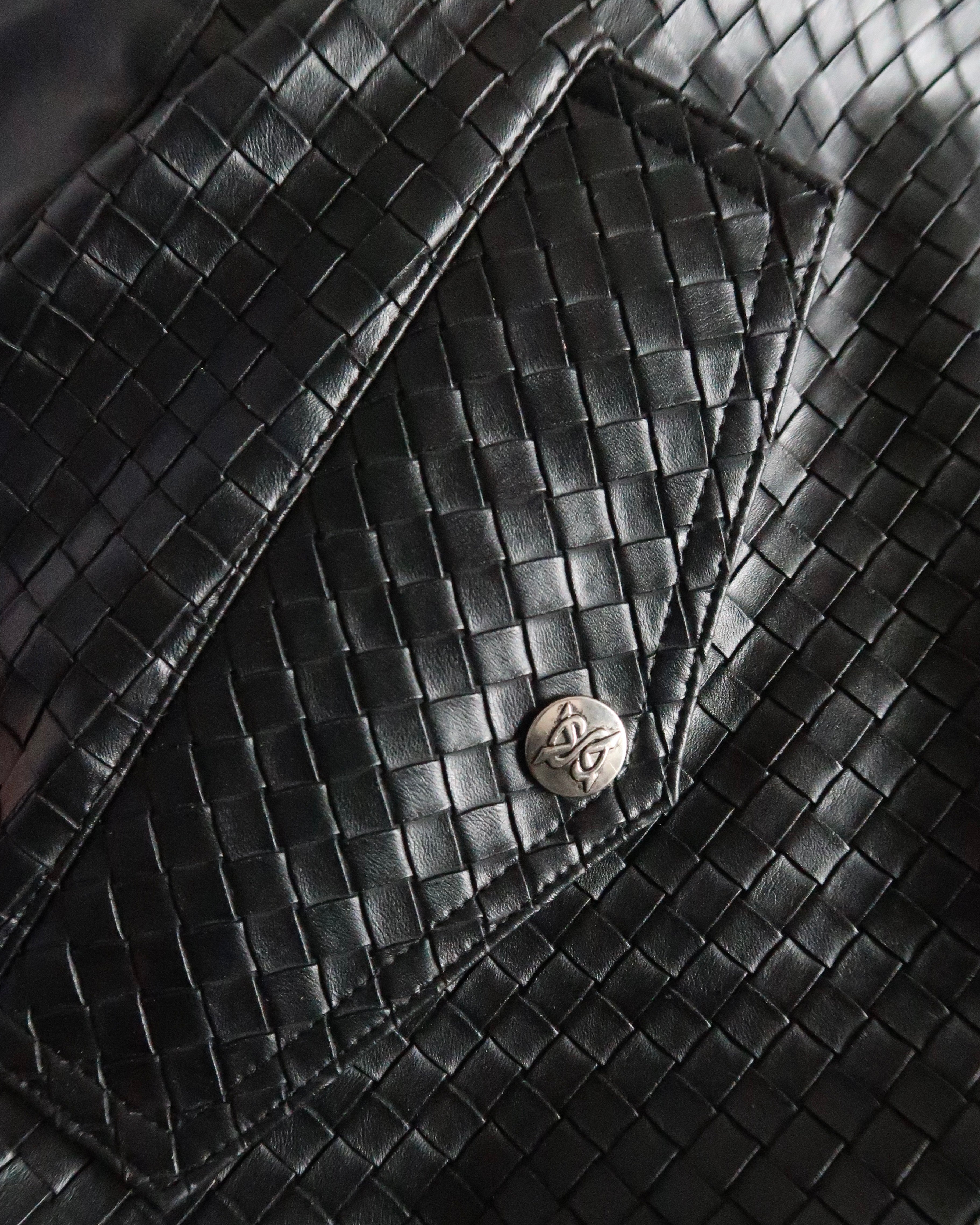 SEEKINGAMOR Woven Leather Jacket