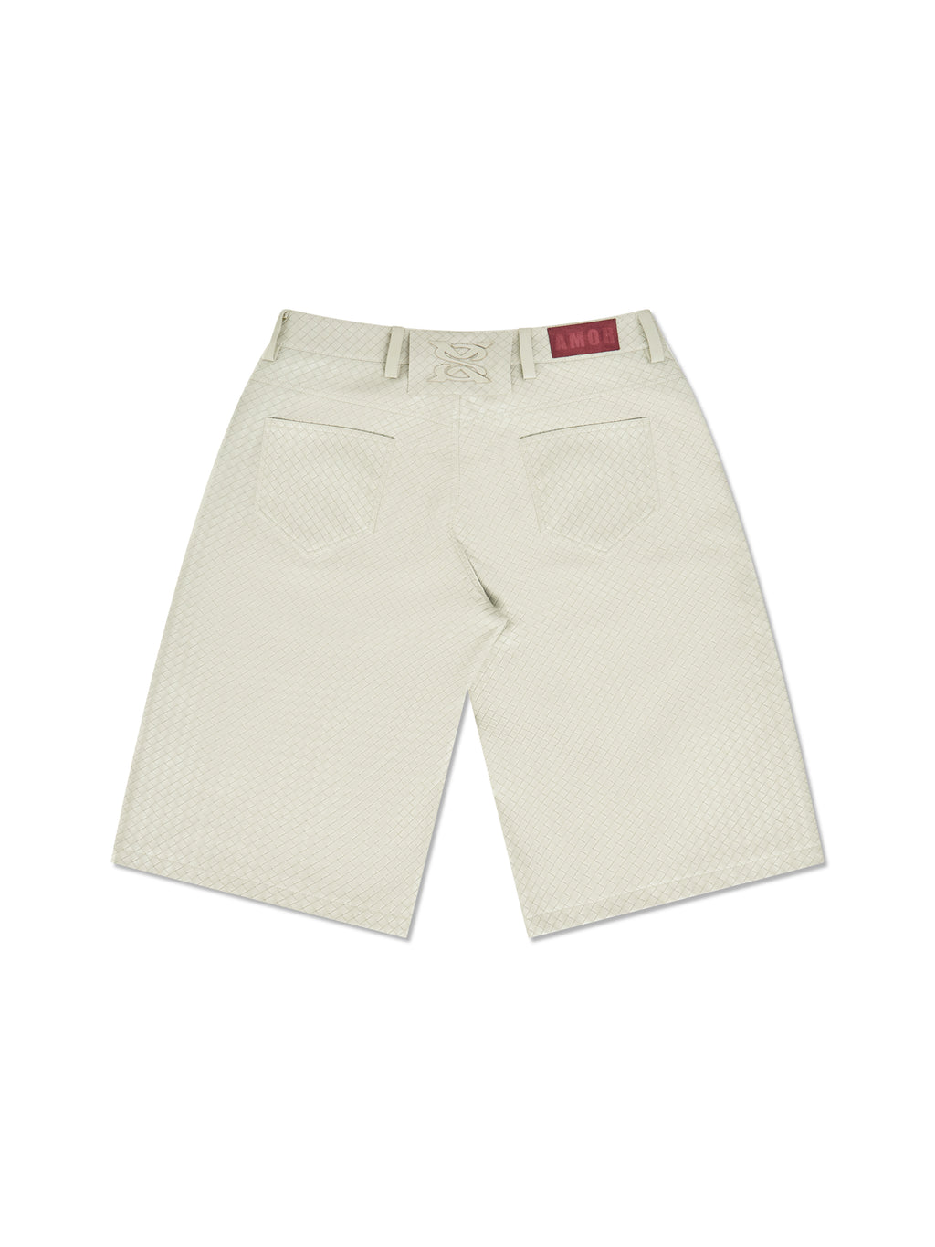 "Pearl Grey" Woven Leather Shorts