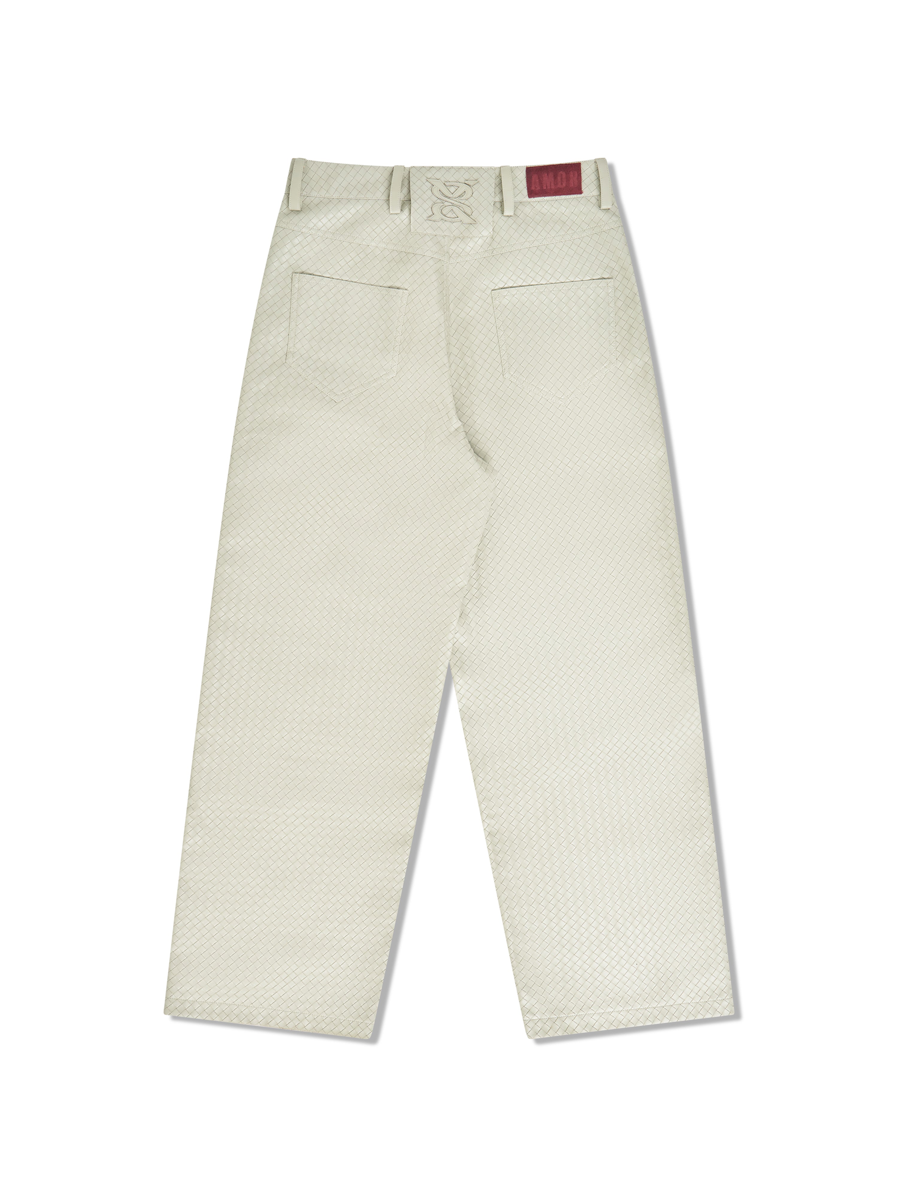"Pearl Grey" Woven Leather Pants