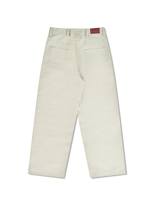 "Pearl Grey" Woven Leather Pants