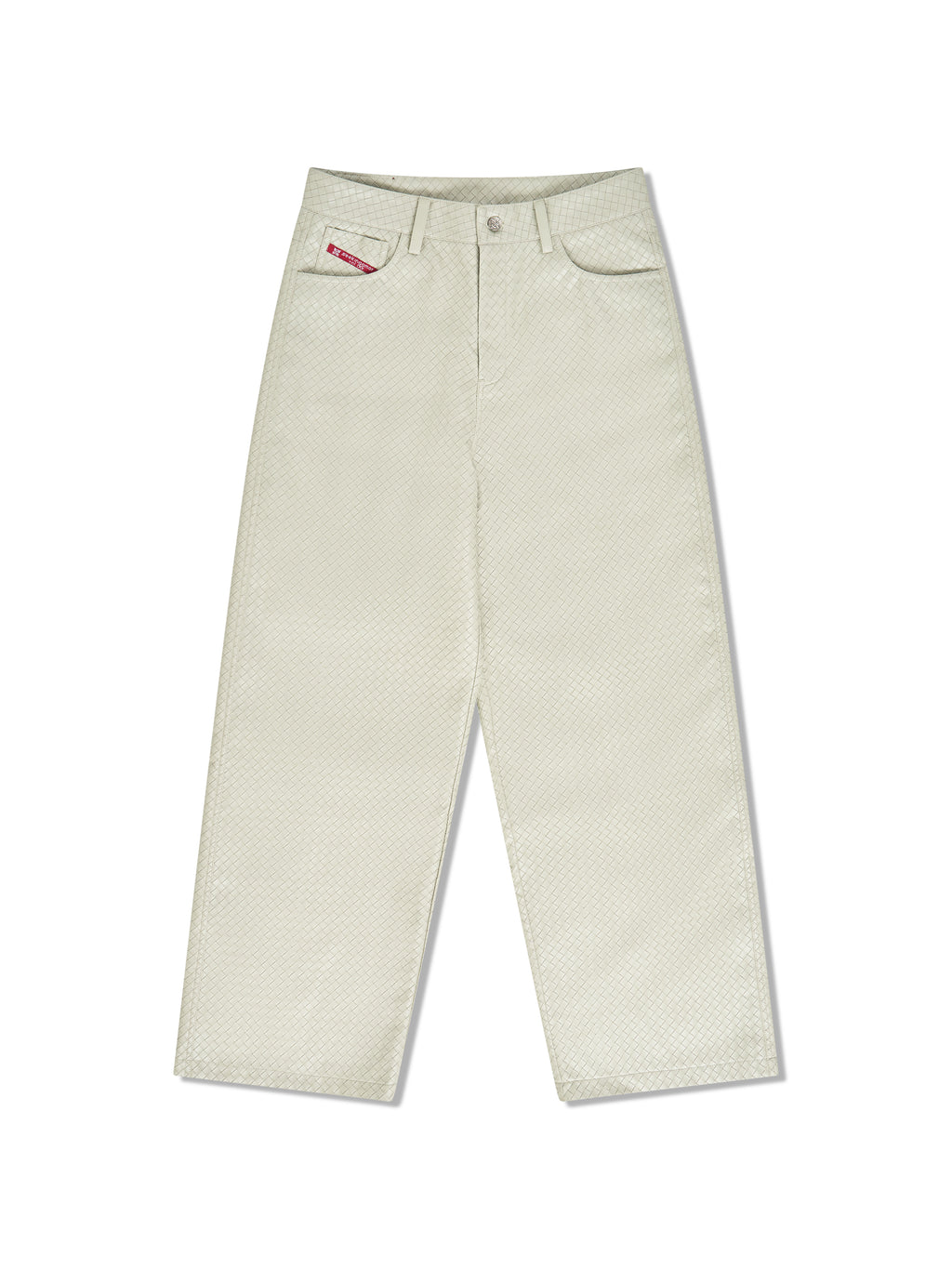 "Pearl Grey" Woven Leather Pants