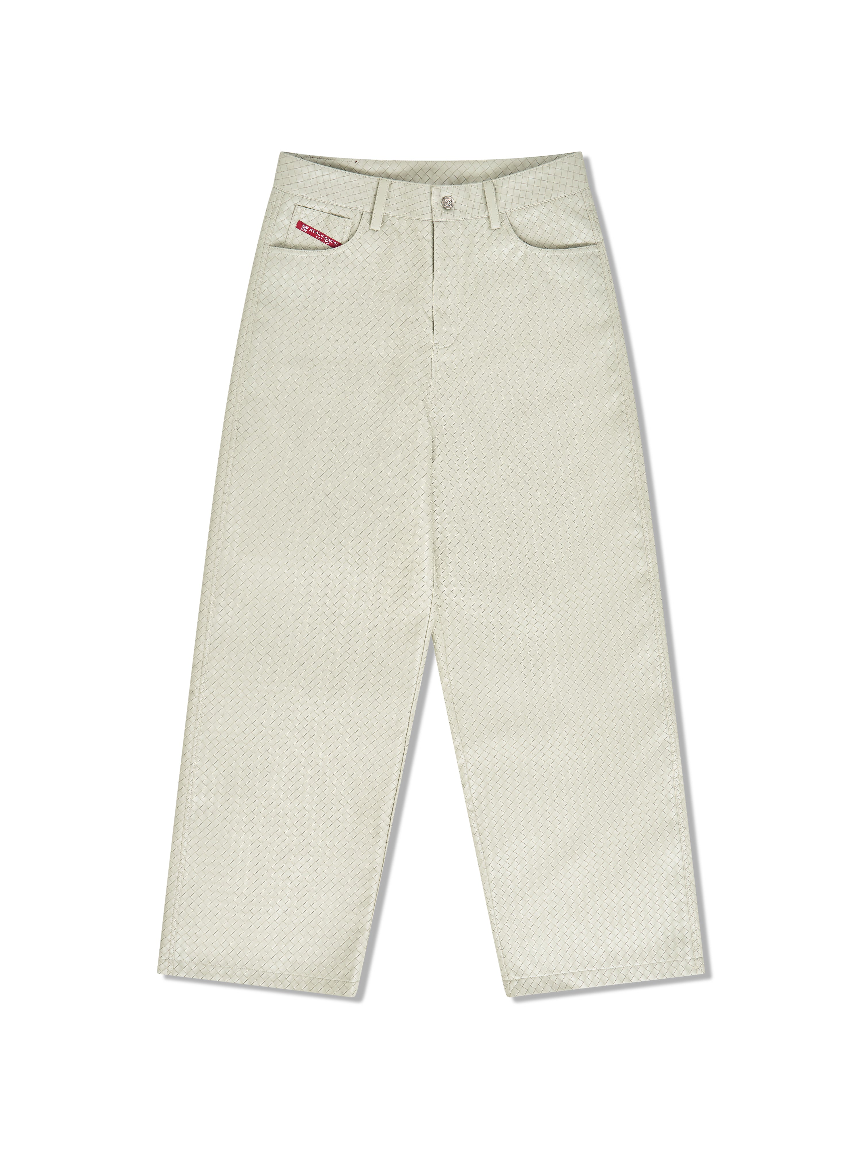 "Pearl Grey" Woven Leather Pants