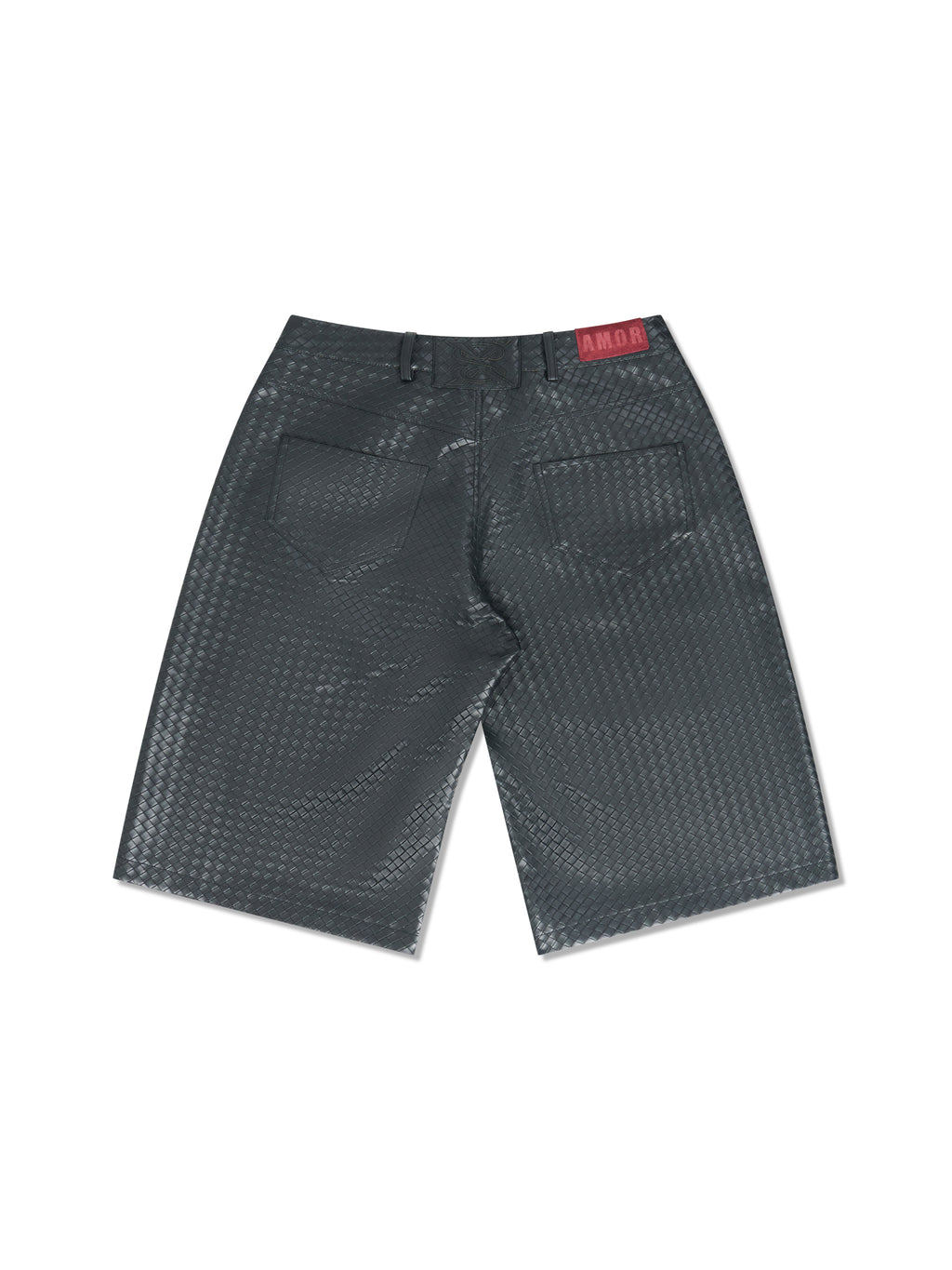 "Stealth Black" Woven Leather Shorts