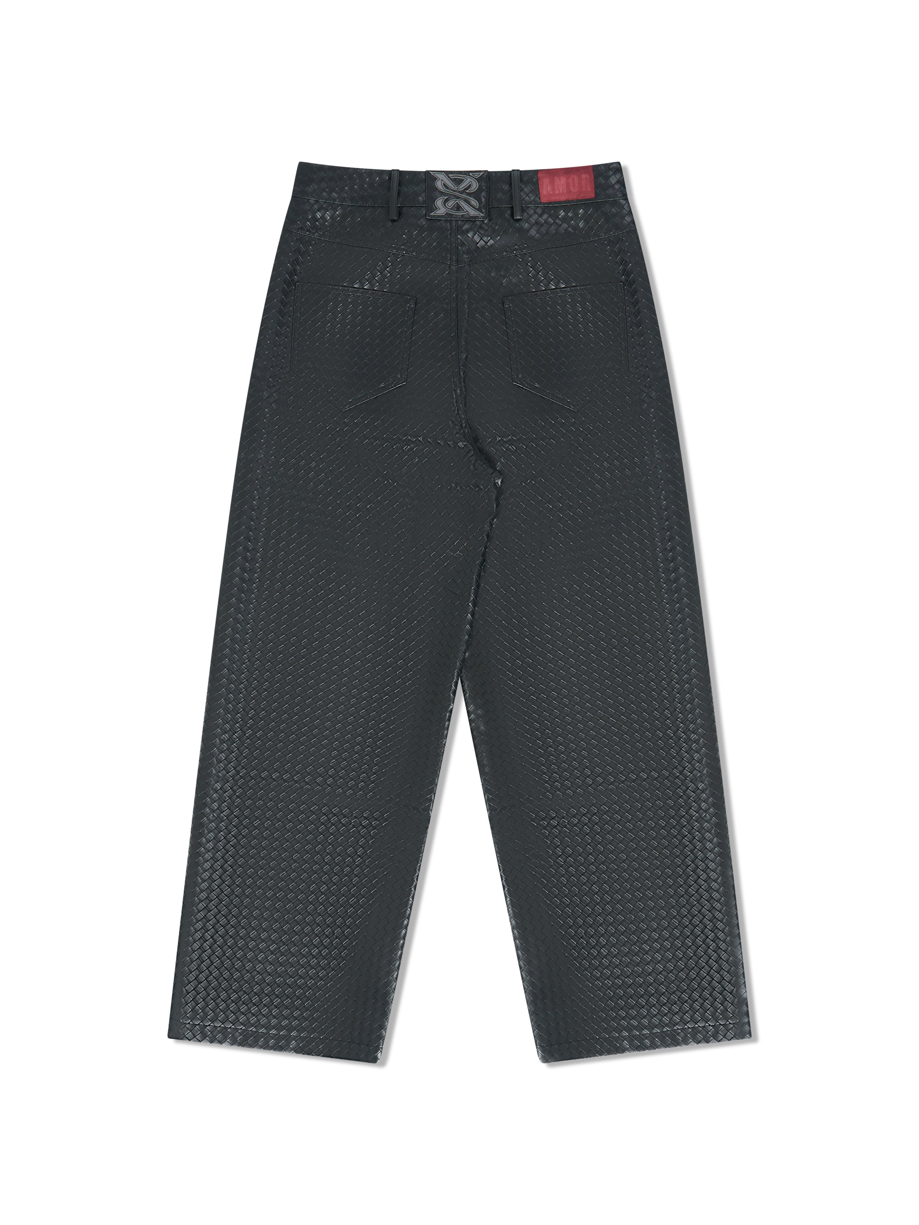"Stealth Black" Woven Leather Pants