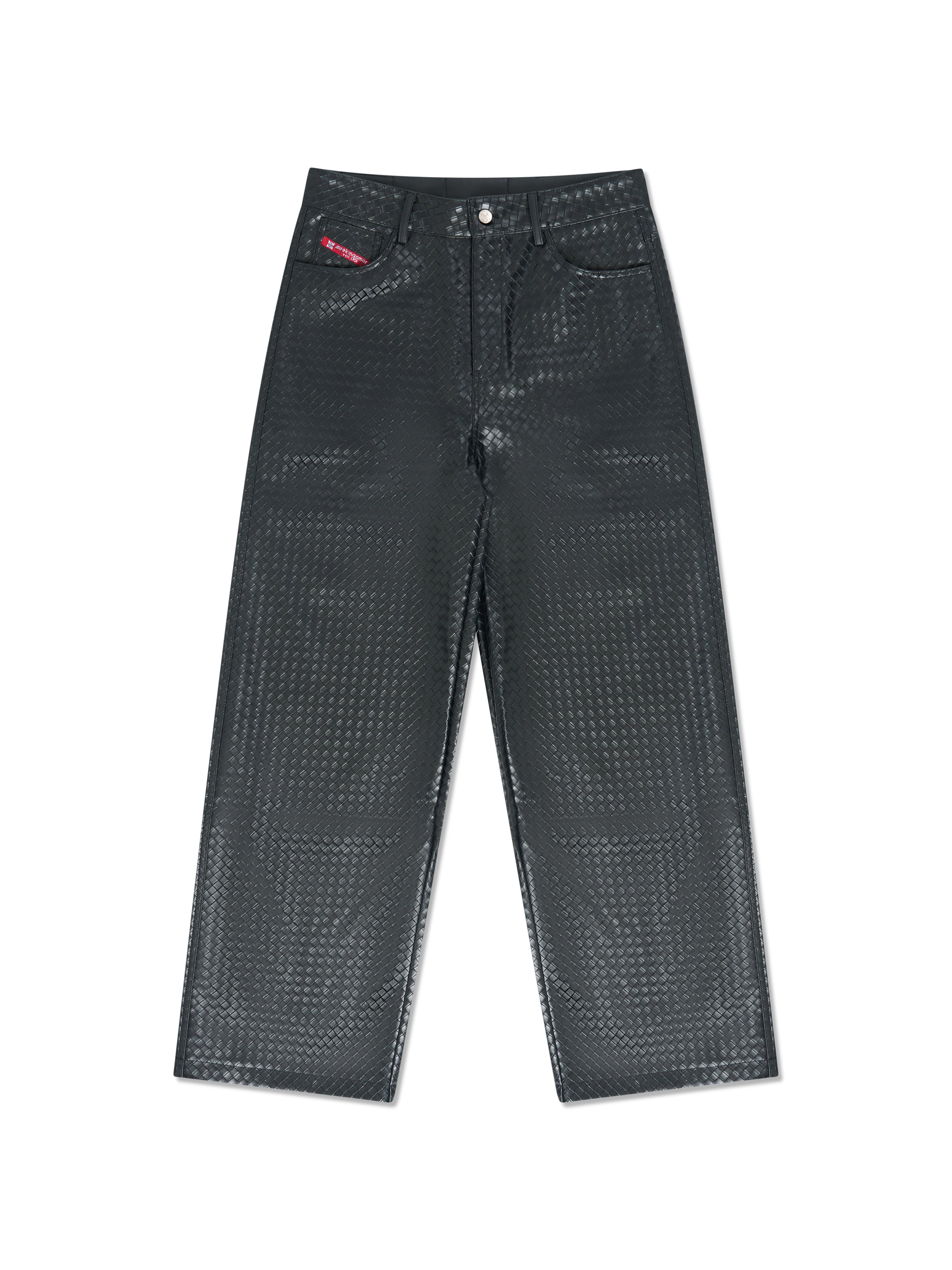 "Stealth Black" Woven Leather Pants