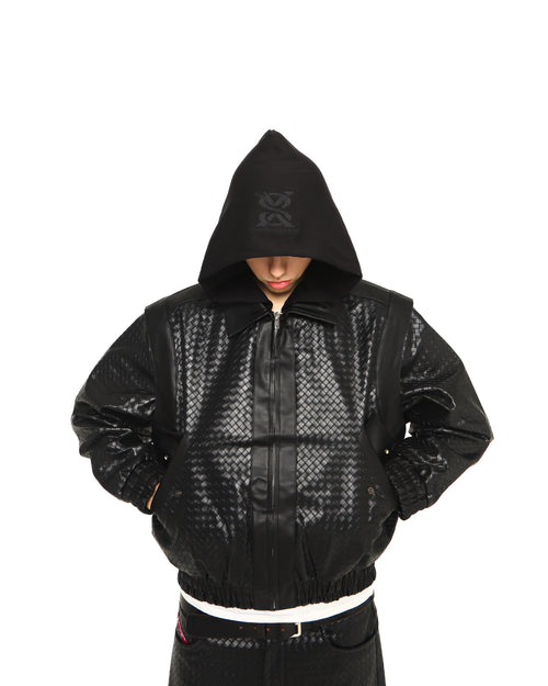 SEEKINGAMOR Woven Leather Jacket