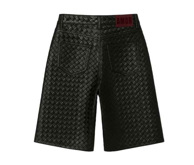 SEEKINGAMOR Woven Leather Shorts