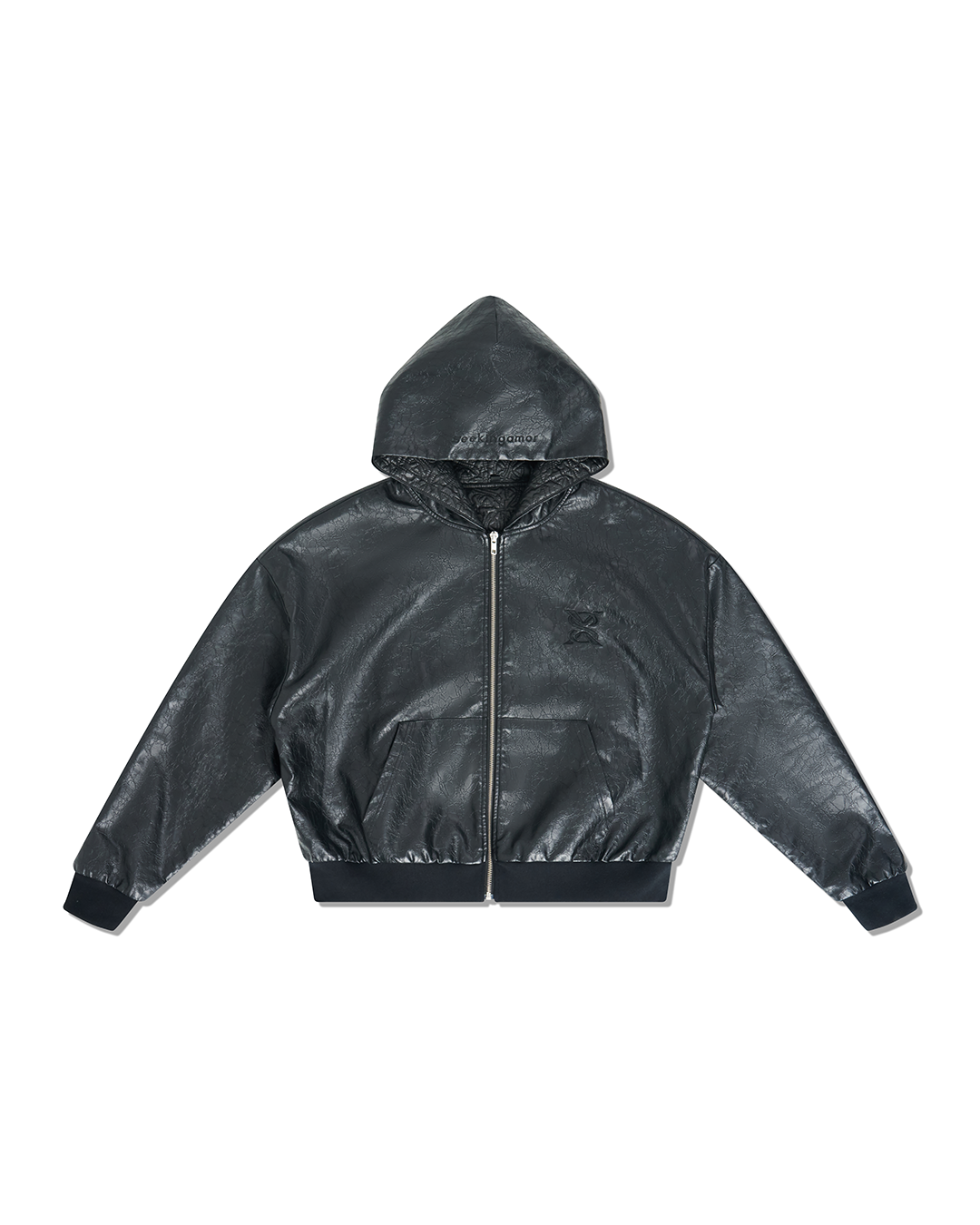Crackle Leather Zip Up