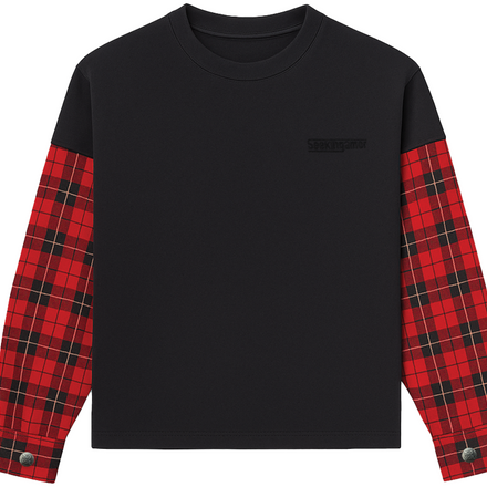 SEEKINGAMOR PLAID SLEEVE SHIRT
