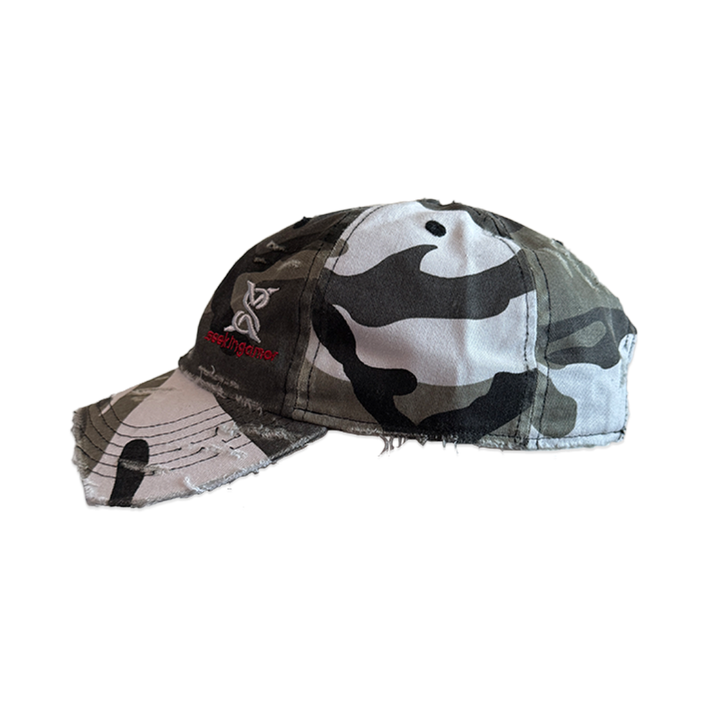"Distressed Cap" White Camo