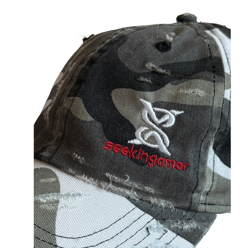 "Distressed Cap" White Camo