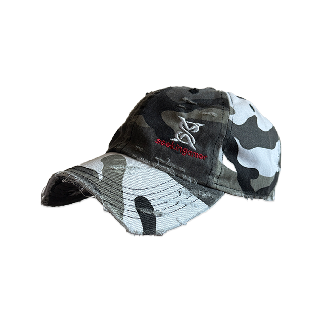 "Distressed Cap" White Camo