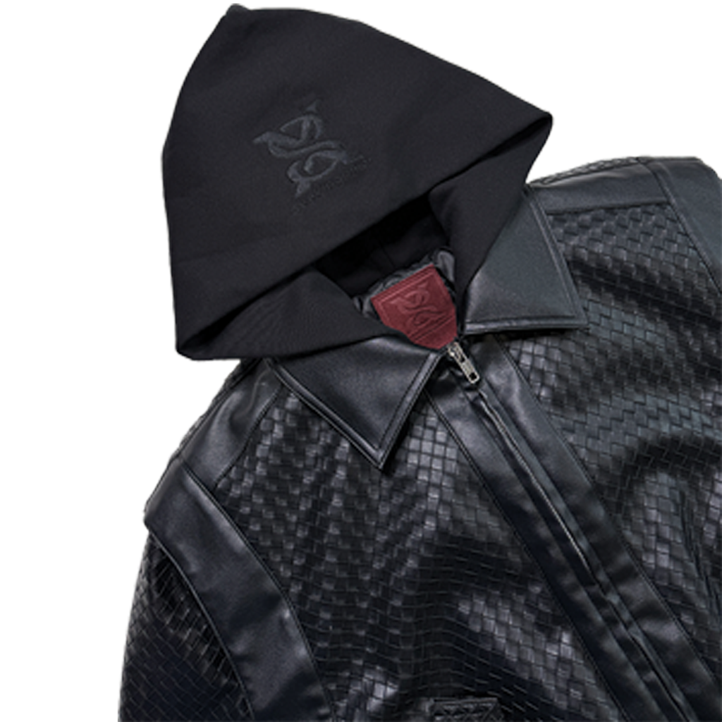 SEEKINGAMOR Woven Leather Jacket