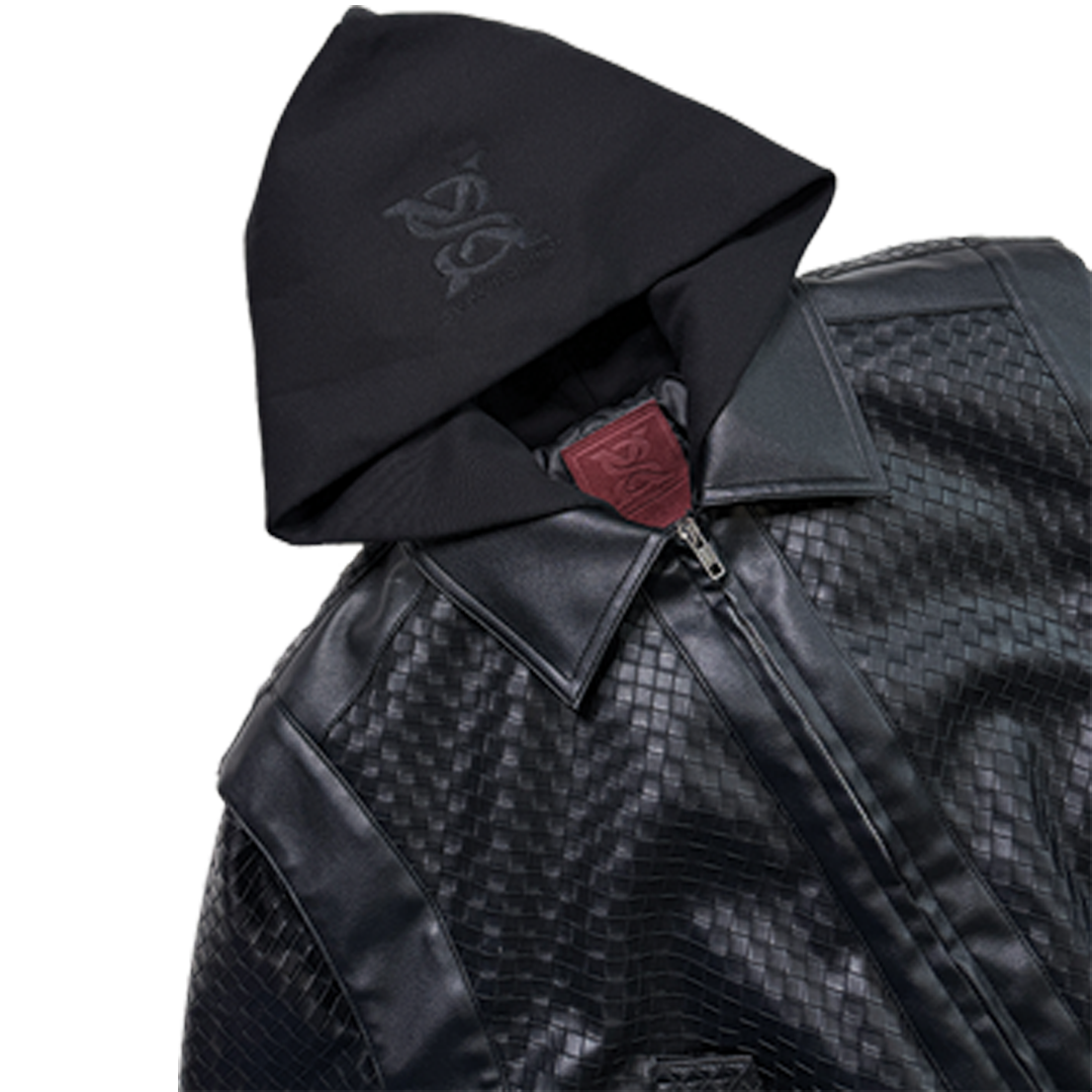 SEEKINGAMOR Woven Leather Jacket