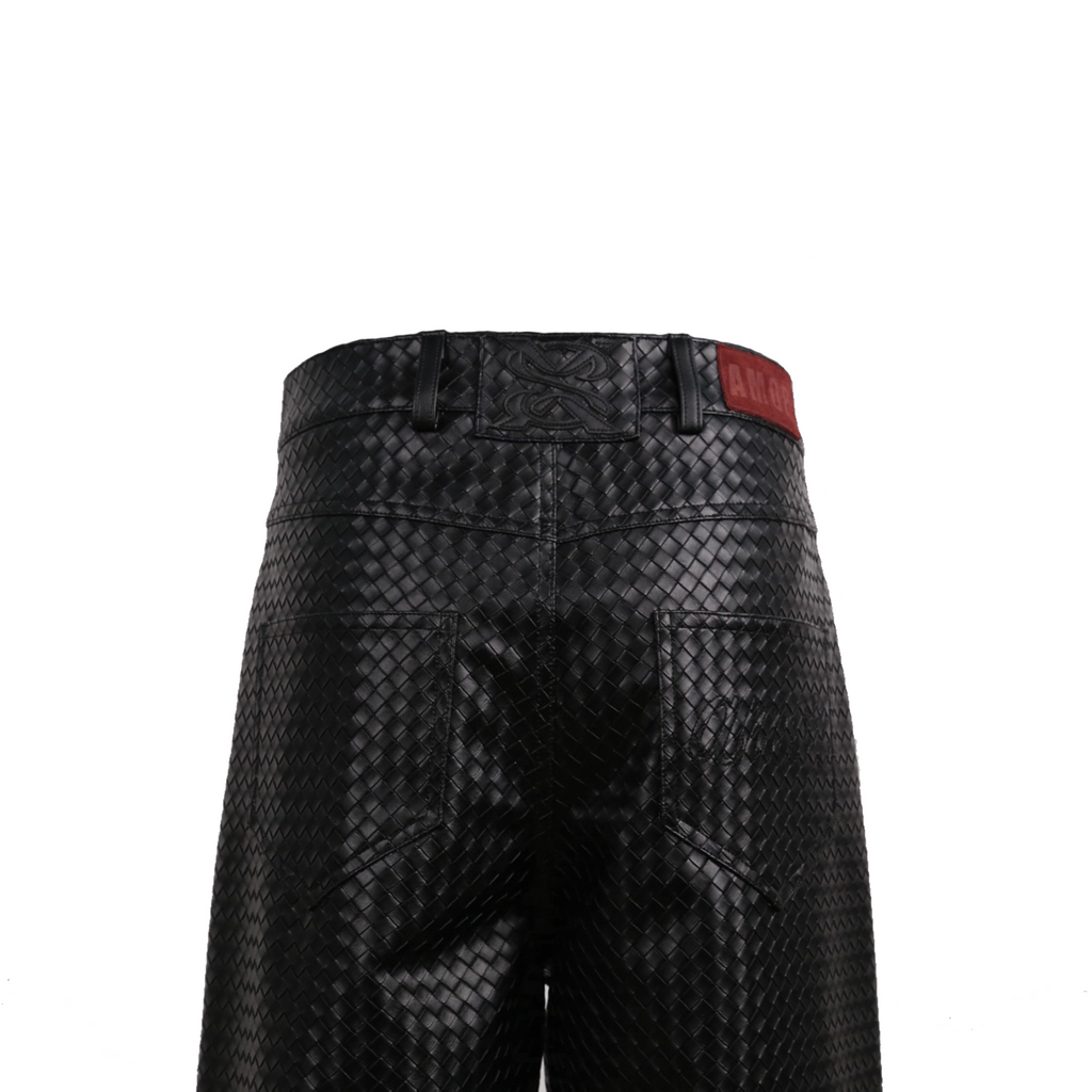 SEEKINGAMOR Woven Leather Pants