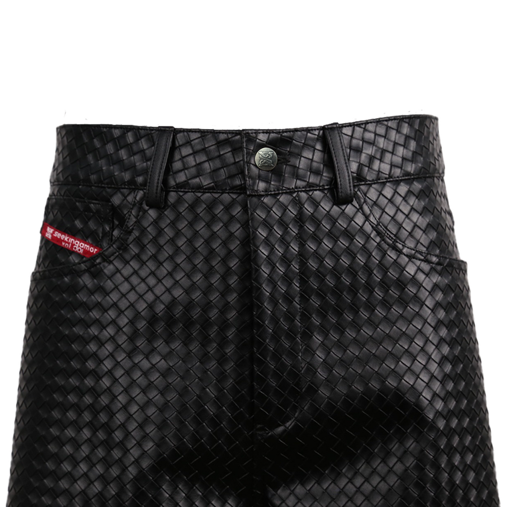 SEEKINGAMOR Woven Leather Pants