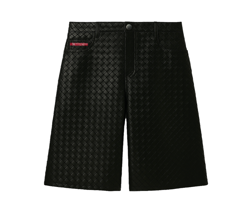 SEEKINGAMOR Woven Leather Shorts